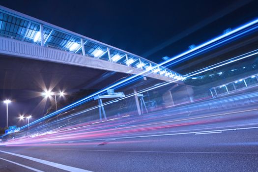 Busy traffic in city at night