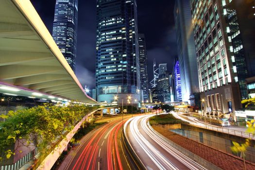 Traffic in city at night