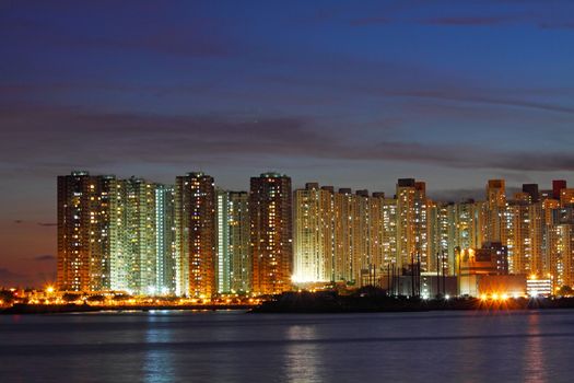 Hong Kong apartment blocks at night