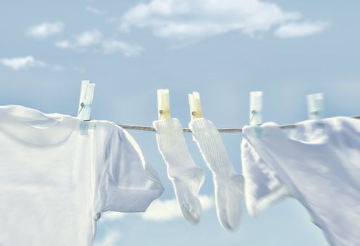 Clothes hanging on wash line