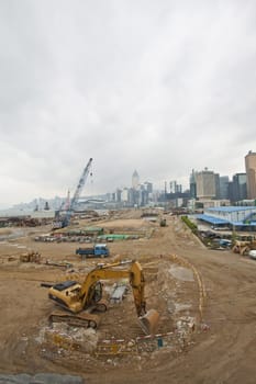 Construction site for new highway in Hong Kong