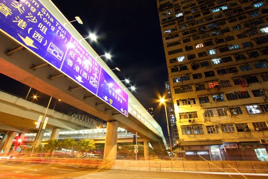 Traffic in Hong Kong at night