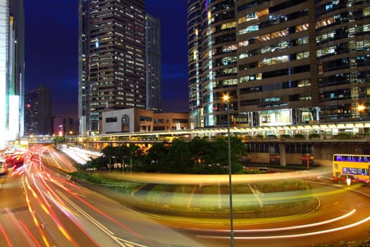 Traffic in downtown of a city, pearl of the east: Hong Kong. 
