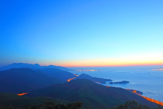 Mountain landscape at sunset time