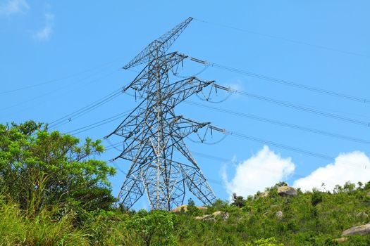 Power lines with high voltage 