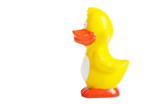 Yellow rubber duck isolated over white background