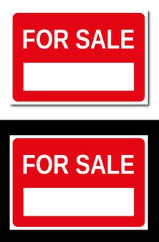 Real estate red and white for sale signboards