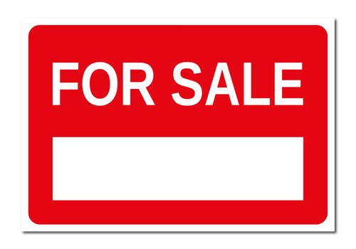 Real estate red and white for sale signboard