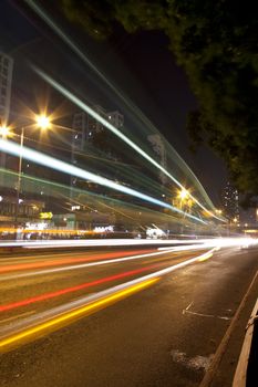 Traffic in Hong Kong at night