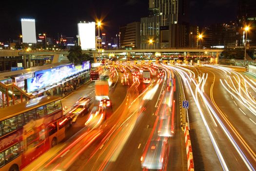 Traffic jam in Hong Kong outside the tunnel