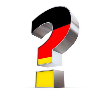 metallic question mark with the german flag on the front