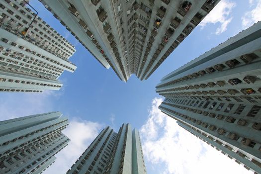 Hong Kong crowded apartment blocks