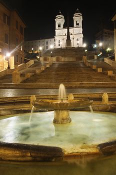 Piazza di Spagna of night in Rome, Italy 