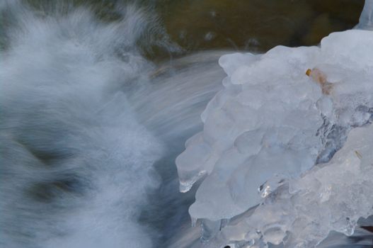 a icy waterfall in a small brook