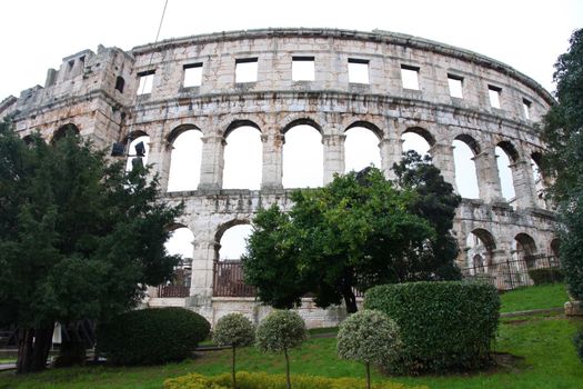 details of roman amphitheater (Colosseum) in Pula