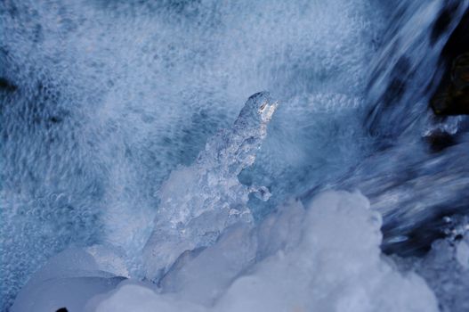 a icy waterfall in a small brook