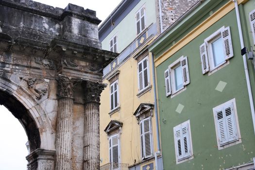 Pula - Arch of Sergius ( Roman gate ) in Pula, Croatia