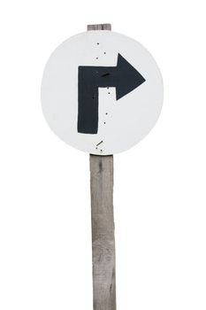 Circle on the right-turn signs on the ground isolated.