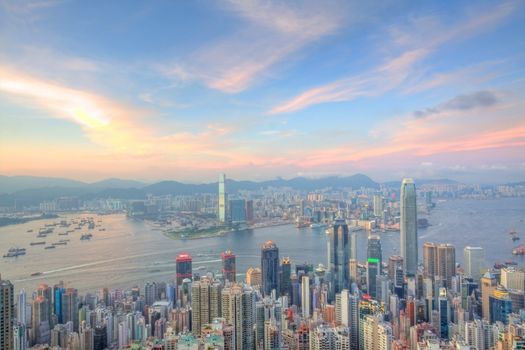 Hong Kong with office buildings