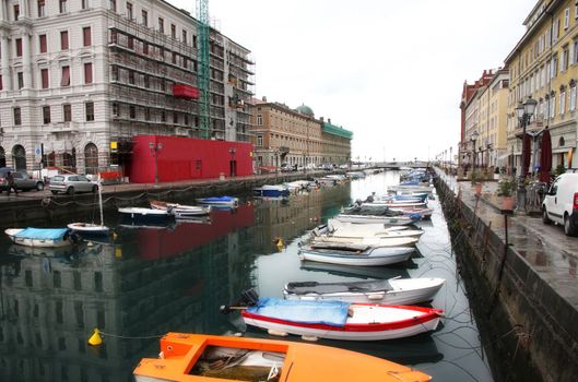Canal grande and Port in the city, Trieste, Italia