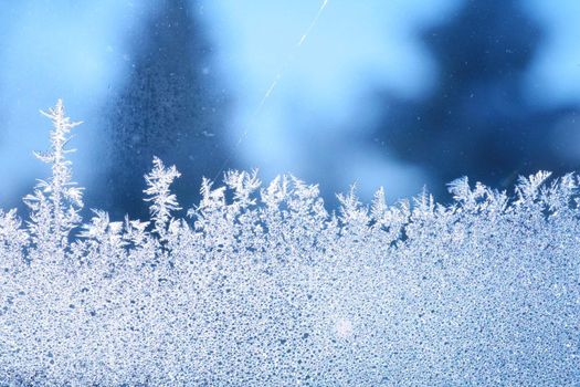 The patterns made by the frost on the window (hoarfrost background)