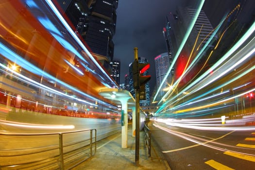 Traffic in downtown of a city - pearl of the east: Hong Kong.