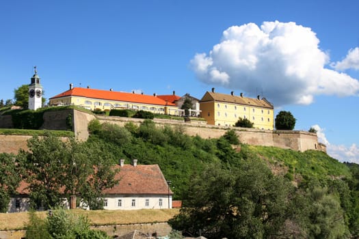 Petrovaradin Fortress and Danube river in Novi Sad, Serbia 