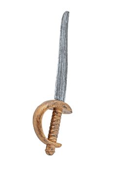 Fake plastic pirate sword isolated on a white background.