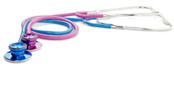 great image of pink and blue stethoscopes