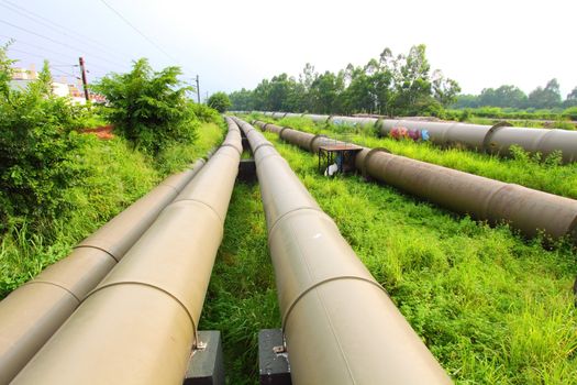 Industrial machines and pipes in a power plant