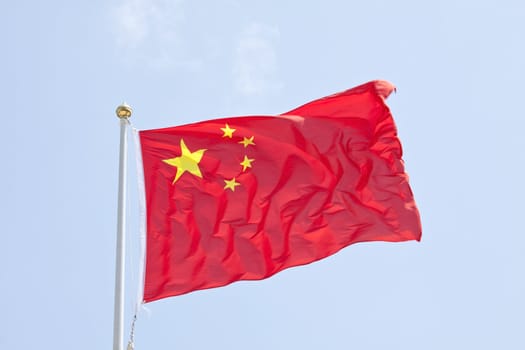 China flag in blue sky