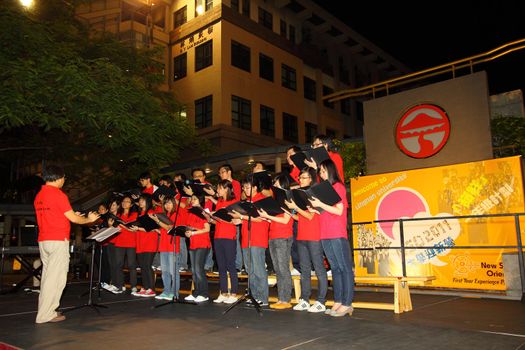 HONG KONG - 24 AUG, Lingnan University holds new student orientation every year to welcome freshmen on 24 August, 2011, Hong Kong. Christian Choir gives a singing performance.