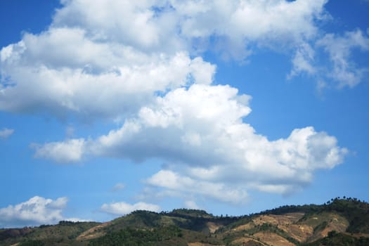 Blue sky with some puffy clouds