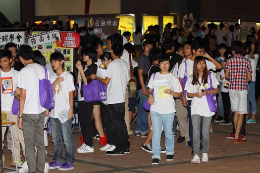 HONG KONG - 24 AUG, Lingnan University holds new student orientation every year to welcome freshmen on 24 August, 2011, Hong Kong. Different society provides game to attract freshmen to join.