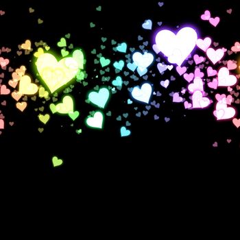 great illustration of glowing  love heart symbols