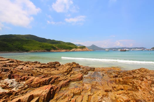 Beach with rocky shore in Hong Kong