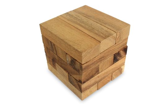 Wood cubic on white background