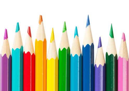 Colorful pencils isolated over white background