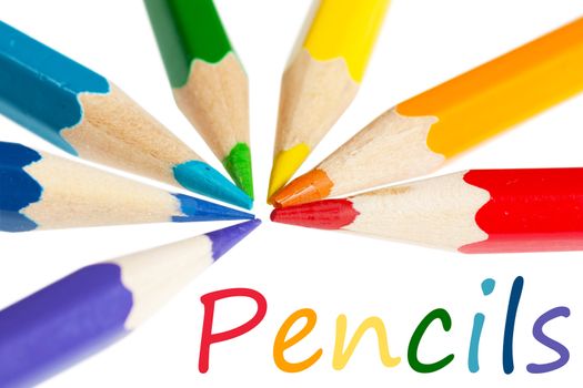 Colorful pencils isolated over white background