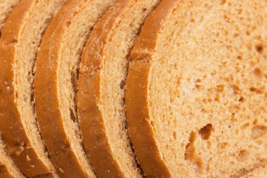 Macro view of rye bread. Background