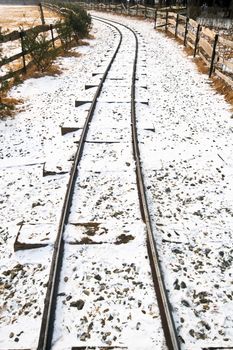 Railway were covered with snow at Korea Everland.
