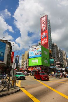 HONG KONG - 31 Jul, Busy traffic in Yuen Long downtown in Hong Kong on 31 July, 2011. It is one out of 18 districts in Hong Kong.