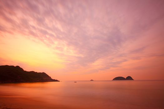 Sunset along the coast in Hong Kong