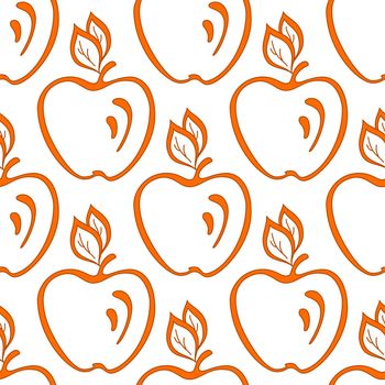 Abstract seamless background, symbolical fruits, orange apples on white