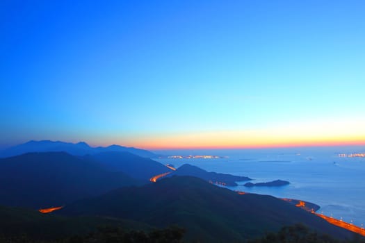 Mountain landscape at sunset time