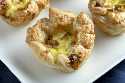 Fresh pastry filled with eggs cheese and leeks.