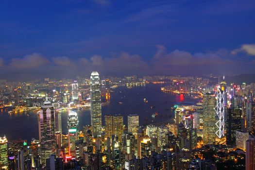 Office buildings in Hong Kong at night