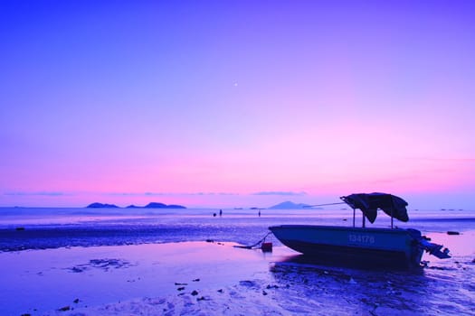 Sunset along the coast in Hong Kong