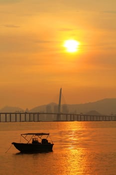 Sunset along the coast in Hong Kong