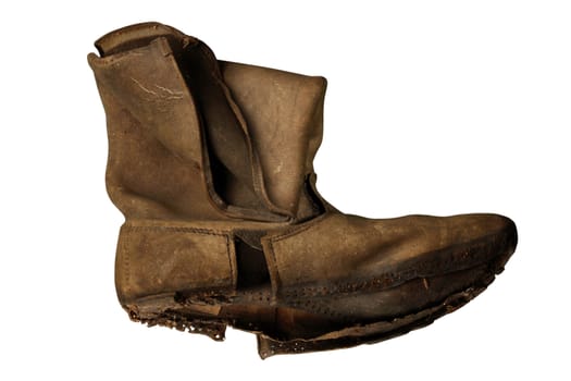 retro handmade broken leather shoe 